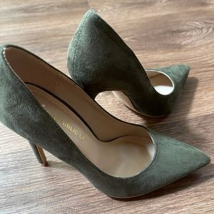 Green Sued Heels